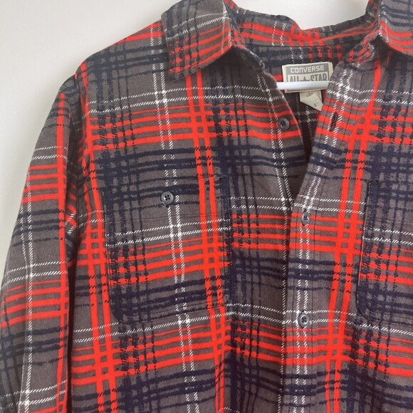 Converse All Star Flannel Shirt Red Size Small - Picture 3 of 6